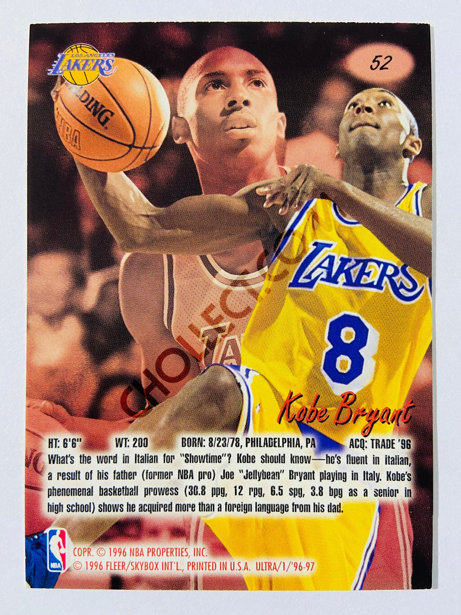 Kobe Bryant - Los Angeles Lakers 1996-97 Fleer Ultra Rookie #52