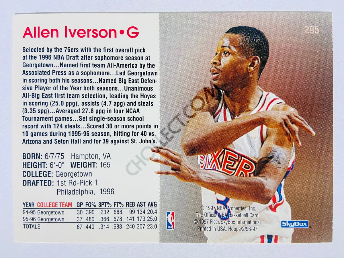 Allen Iverson - Philadelphia 76ers 1996-97 Skybox Hoops Rookie #295