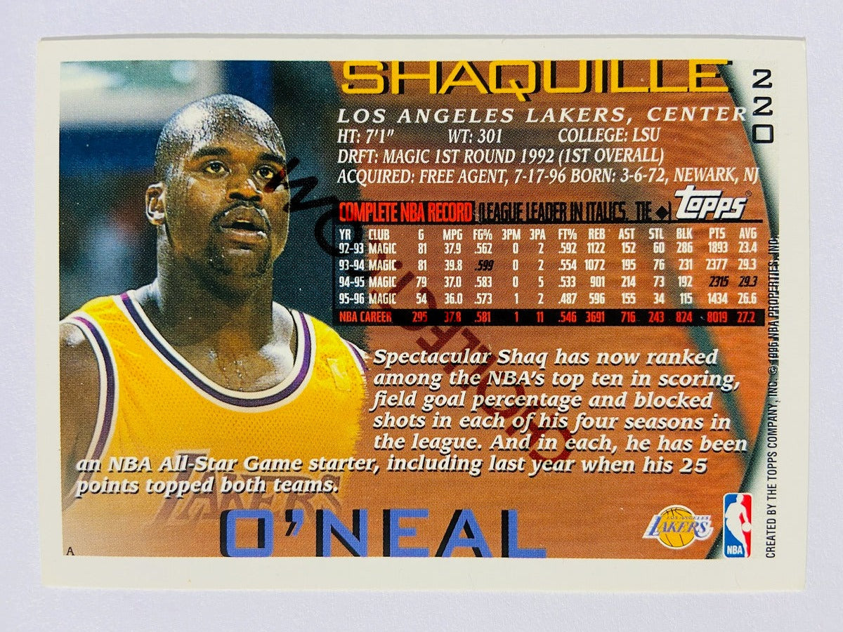 Shaquille O'Neal – Los Angeles Lakers 1996-97 Topps #220