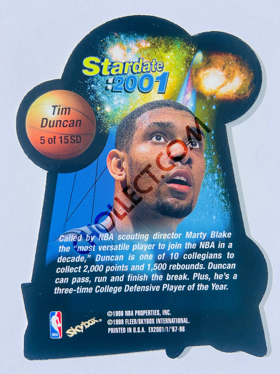 Tim Duncan - San Antonio Spurs 1997-98 Fleer EX-2001 Star Date Die Cut RC Insert Spurs Rookie #5