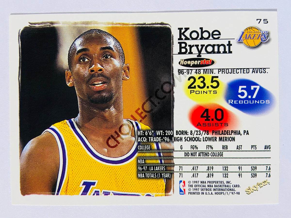 Kobe Bryant - Los Angeles Lakers 1997-98 Skybox Hoops #75