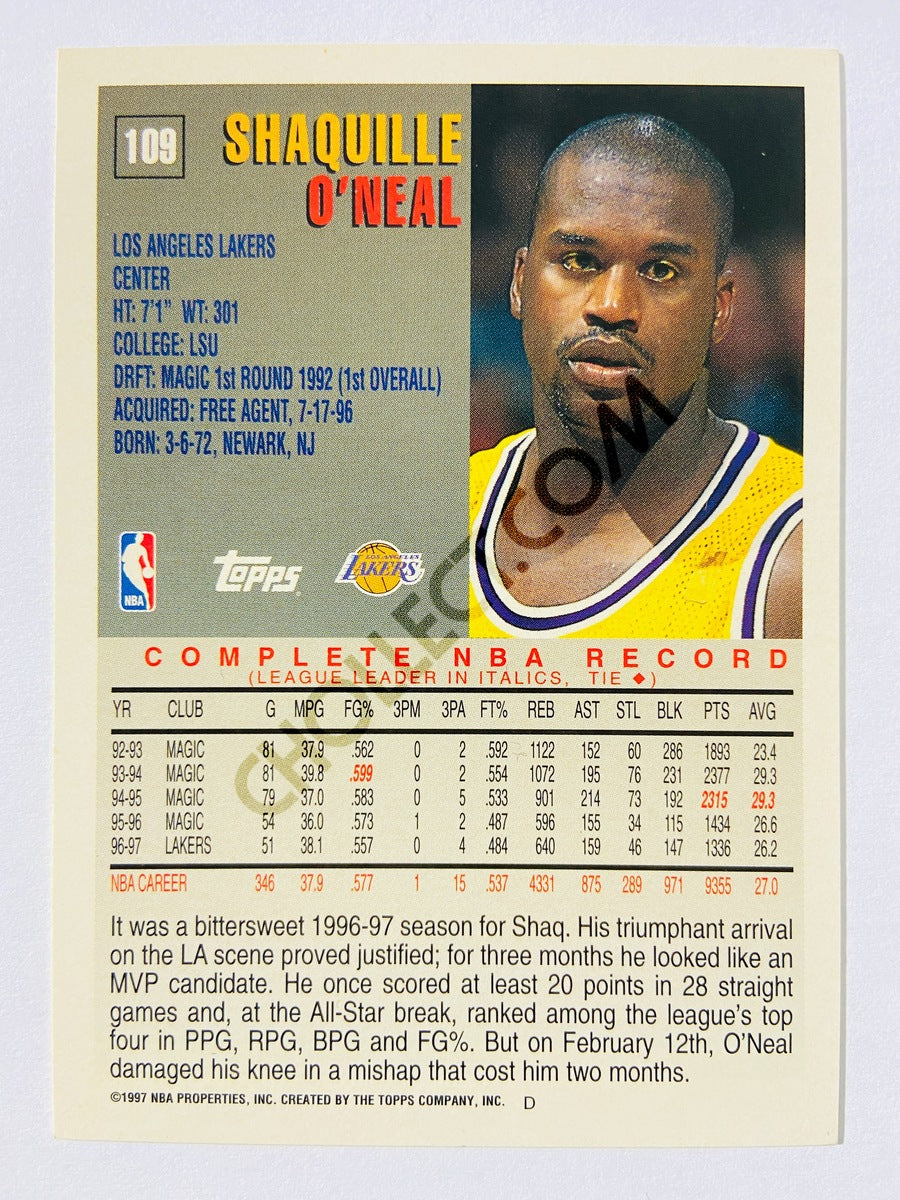 Shaquille O'Neal - Los Angeles Lakers 1997 Topps #109