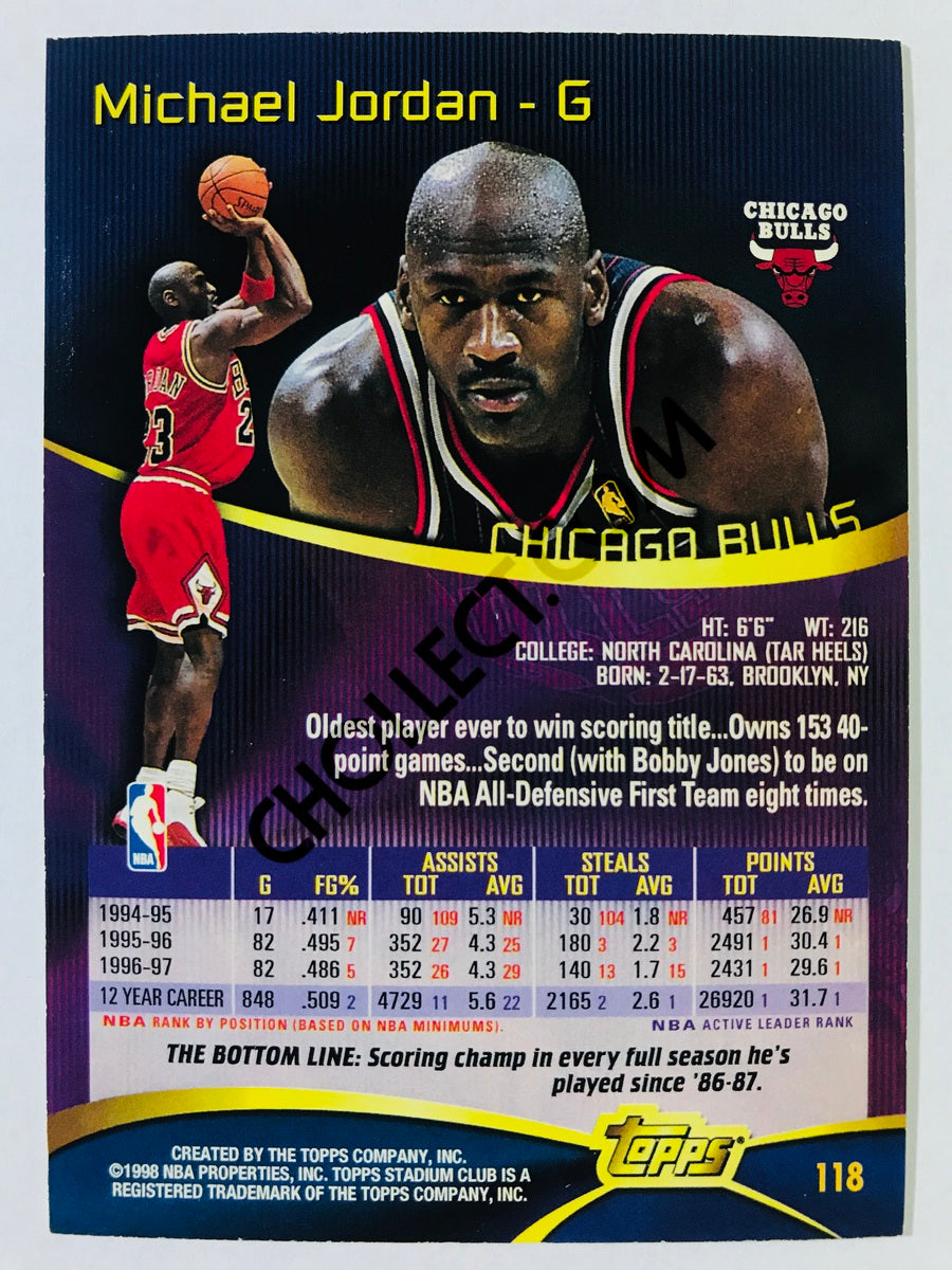 Michael Jordan - Chicago Bulls 1997-98 Topps Stadium Club #118