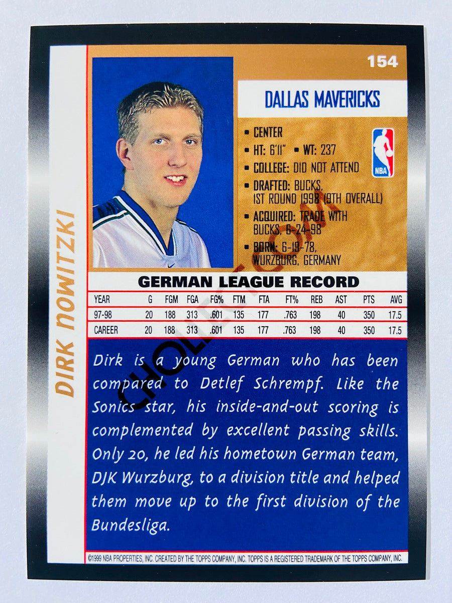 Dirk Nowitzki - Dallas Mavericks 1998 Topps Rookie Card #154