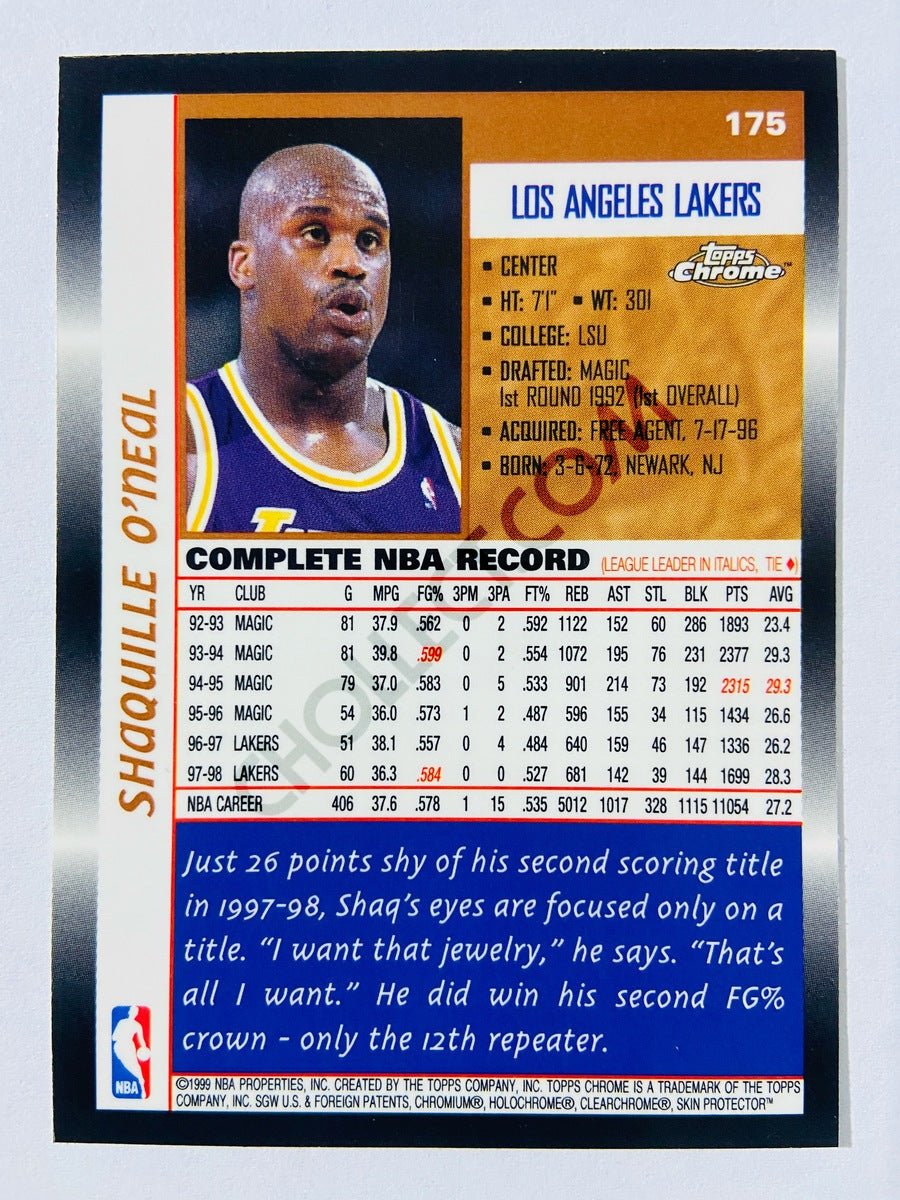 Shaquille O'Neal – Los Angeles Lakers 1998-99 Topps Chrome #175