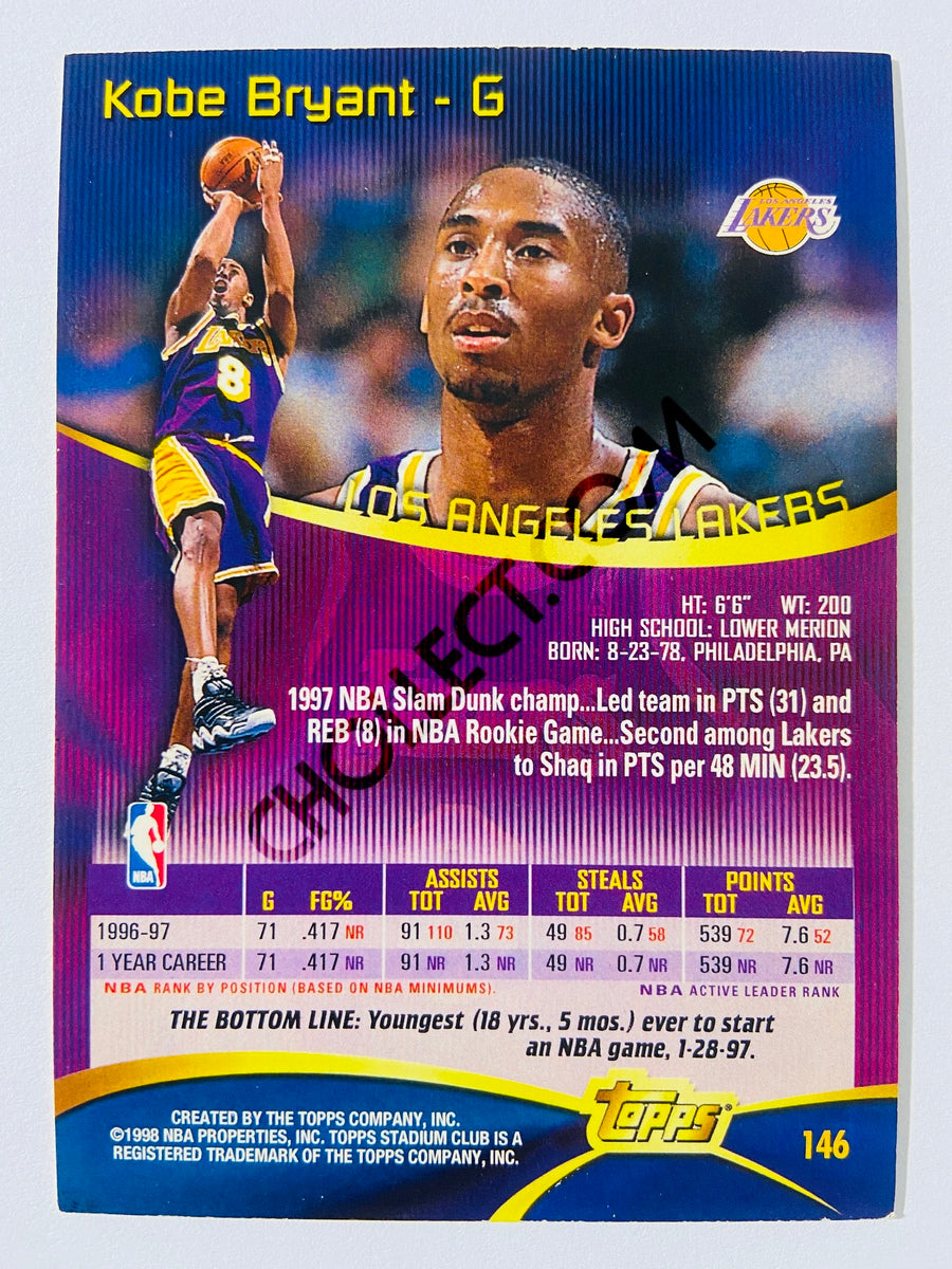 Kobe Bryant - Los Angeles Lakers 1998 Topps Stadium Club #146