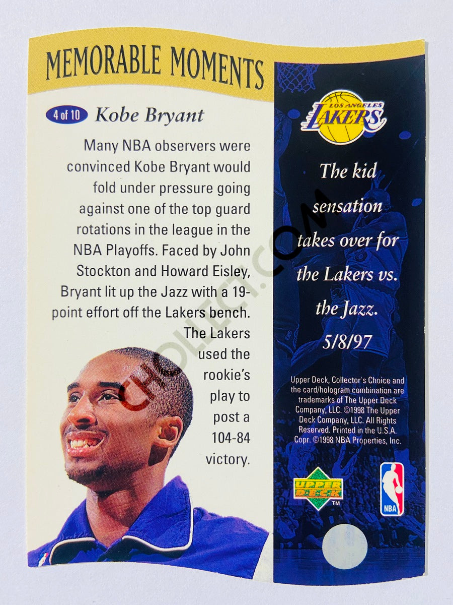 Kobe Bryant - Los Angeles Lakers 1998 Upper Deck Memorable Moments #4