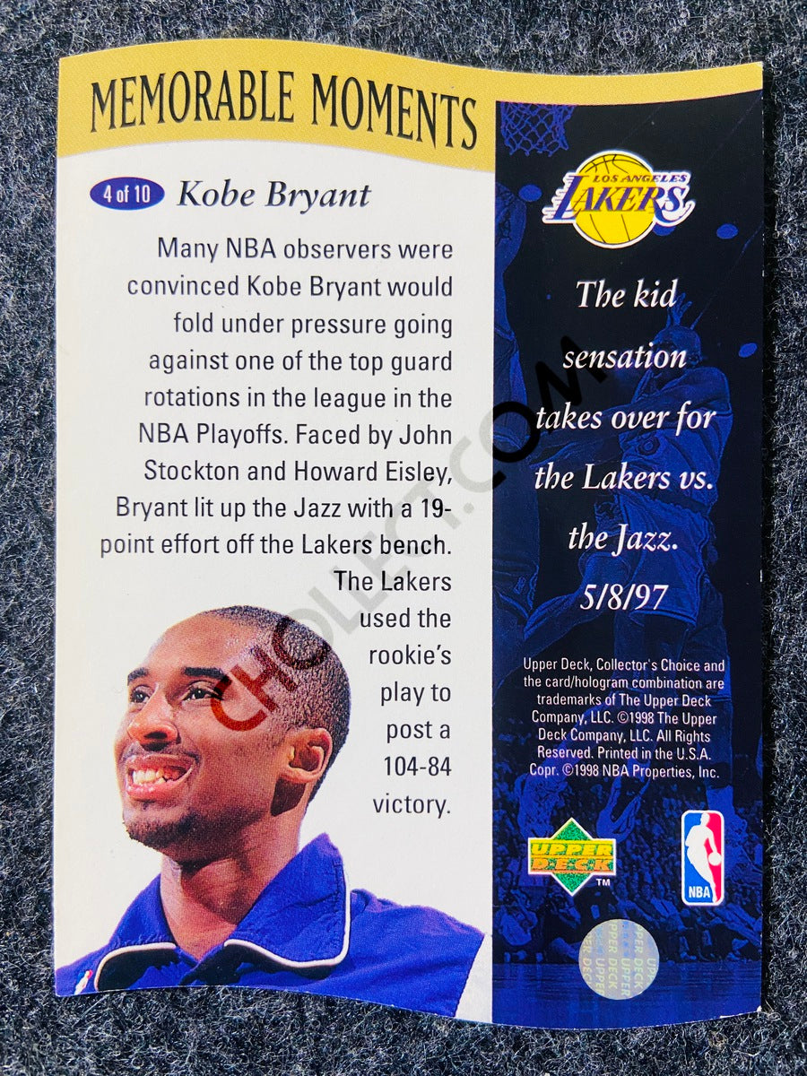 Kobe Bryant - Los Angeles Lakers 1998 Upper Deck Memorable Moments #4