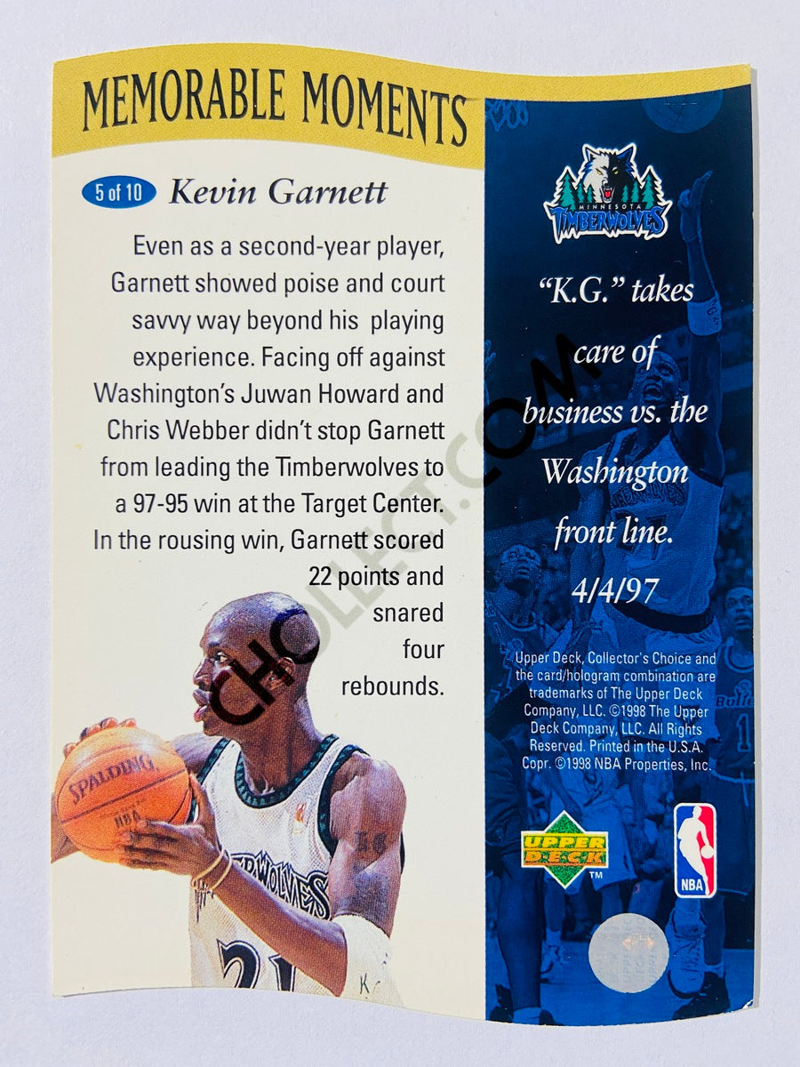 Kevin Garnett - Minnesota Timberwolves 1998 Upper Deck Memorable Moment #5