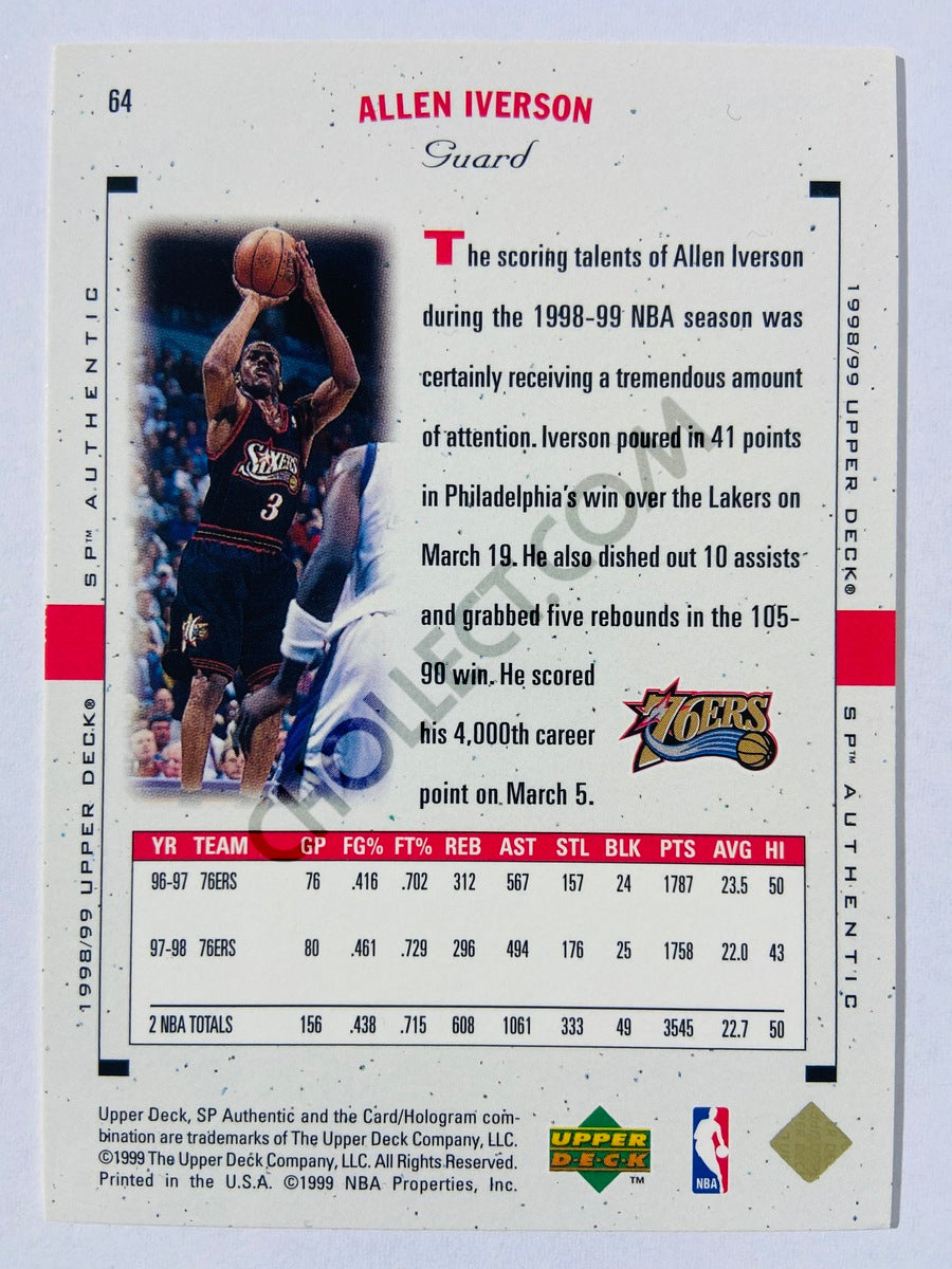 Allen Iverson - Philadelphia 76ers 1998-99 Upper Deck SP Authentic #64