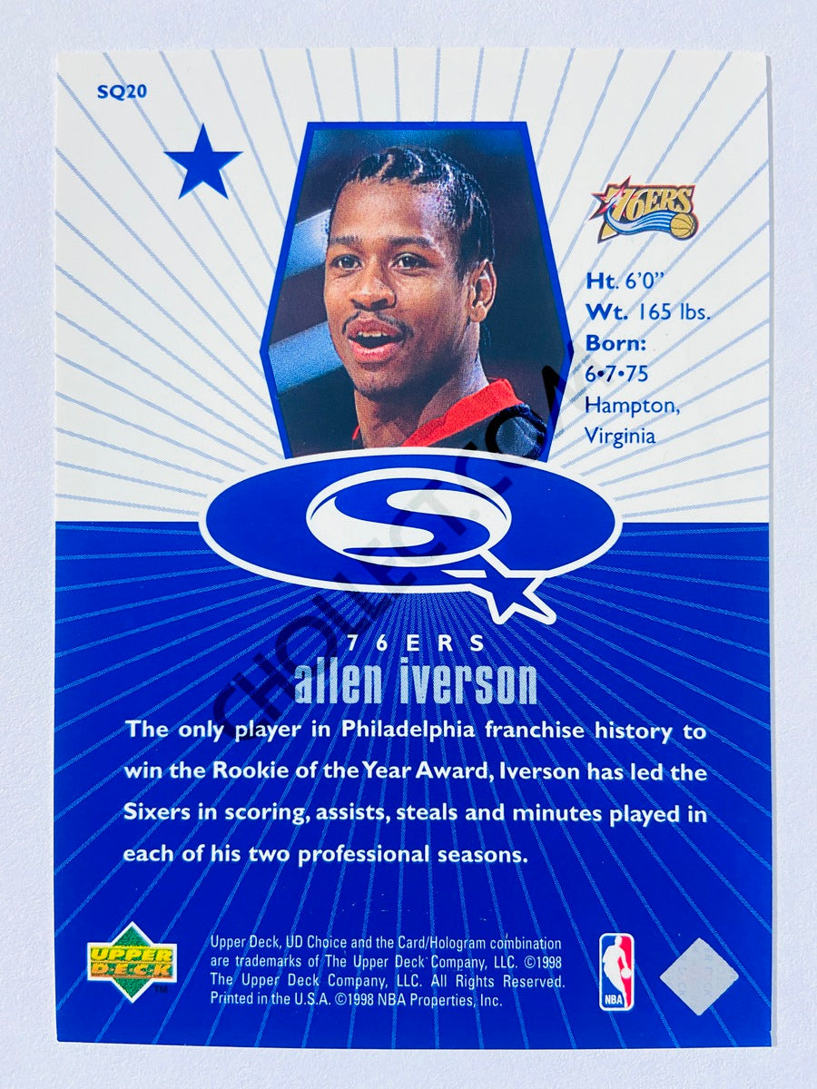 Allen Iverson - Philadelphia 76ers 1998 Upper Deck UD Choice Star Quest Blue #20