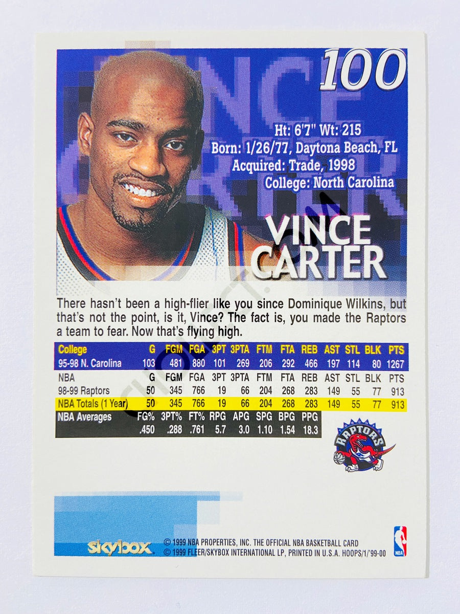 Vince Carter – Toronto Raptors 1999-00 Skybox NBA Hoops Sophomore Sensation #100
