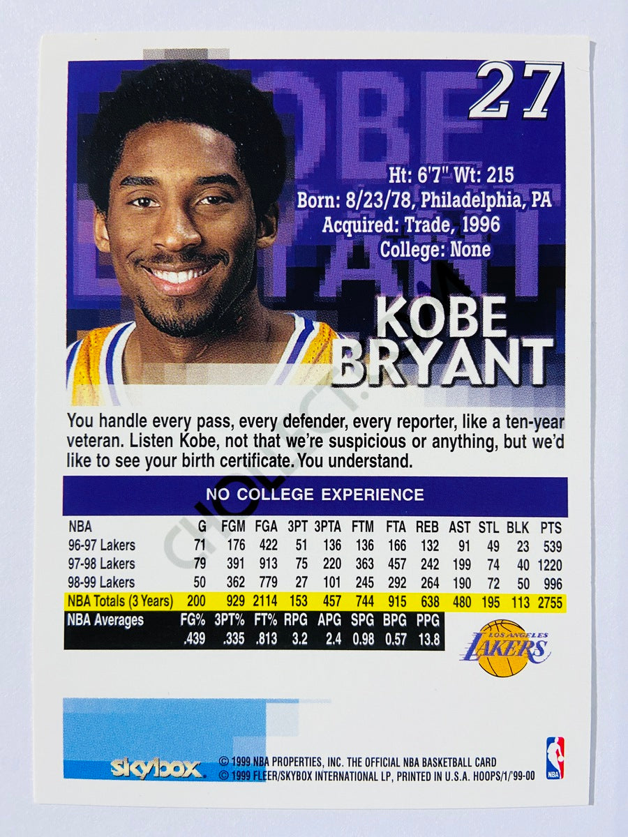 Kobe Bryant - Los Angeles Lakers 1999-00 Skybox Hoops #27