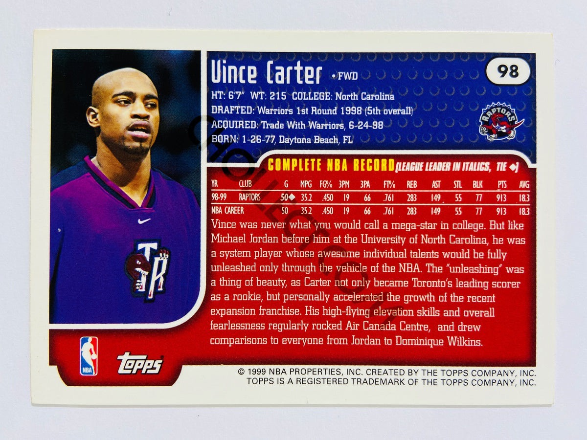 Vince Carter – Toronto Raptors 1999-00 Topps #98