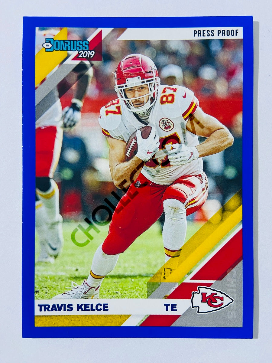 Travis Kelce – Kansas City Chiefs 2019-20 Panini Donruss Blue Press Proof Parallel #2