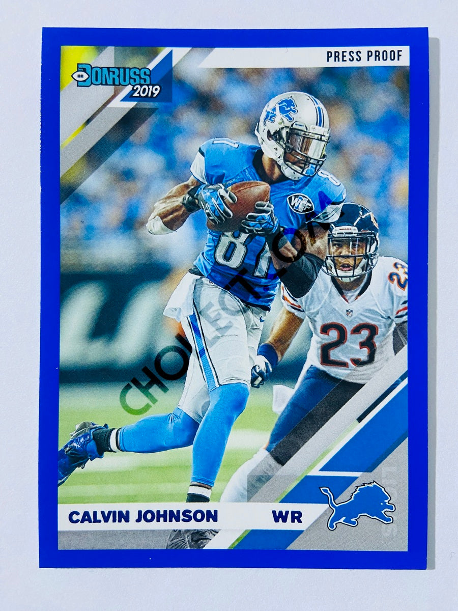 Calvin Johnson – Detroit Lions 2019-20 Panini Donruss Blue Press Proof Parallel #97