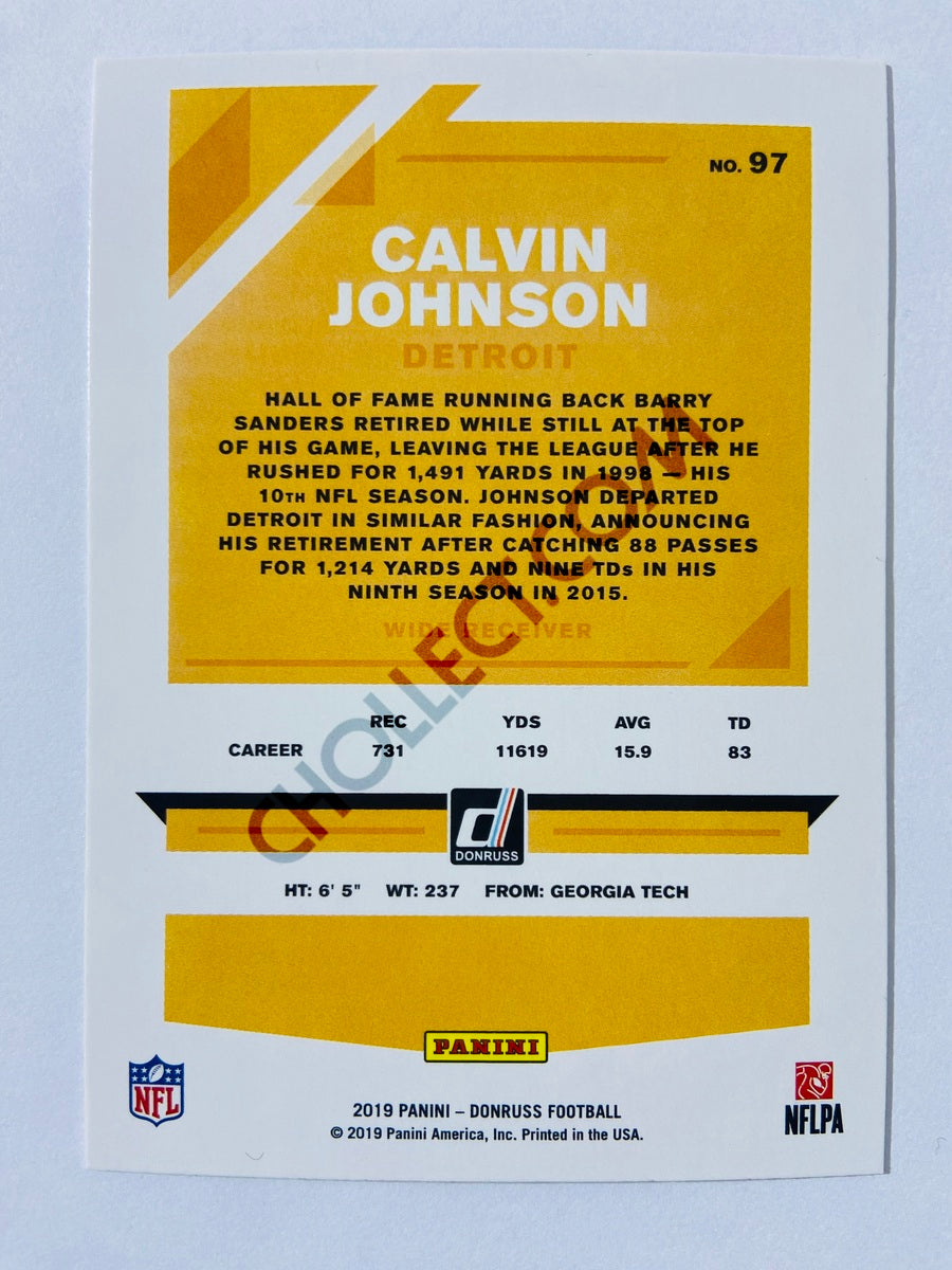 Calvin Johnson – Detroit Lions 2019-20 Panini Donruss Blue Press Proof Parallel #97