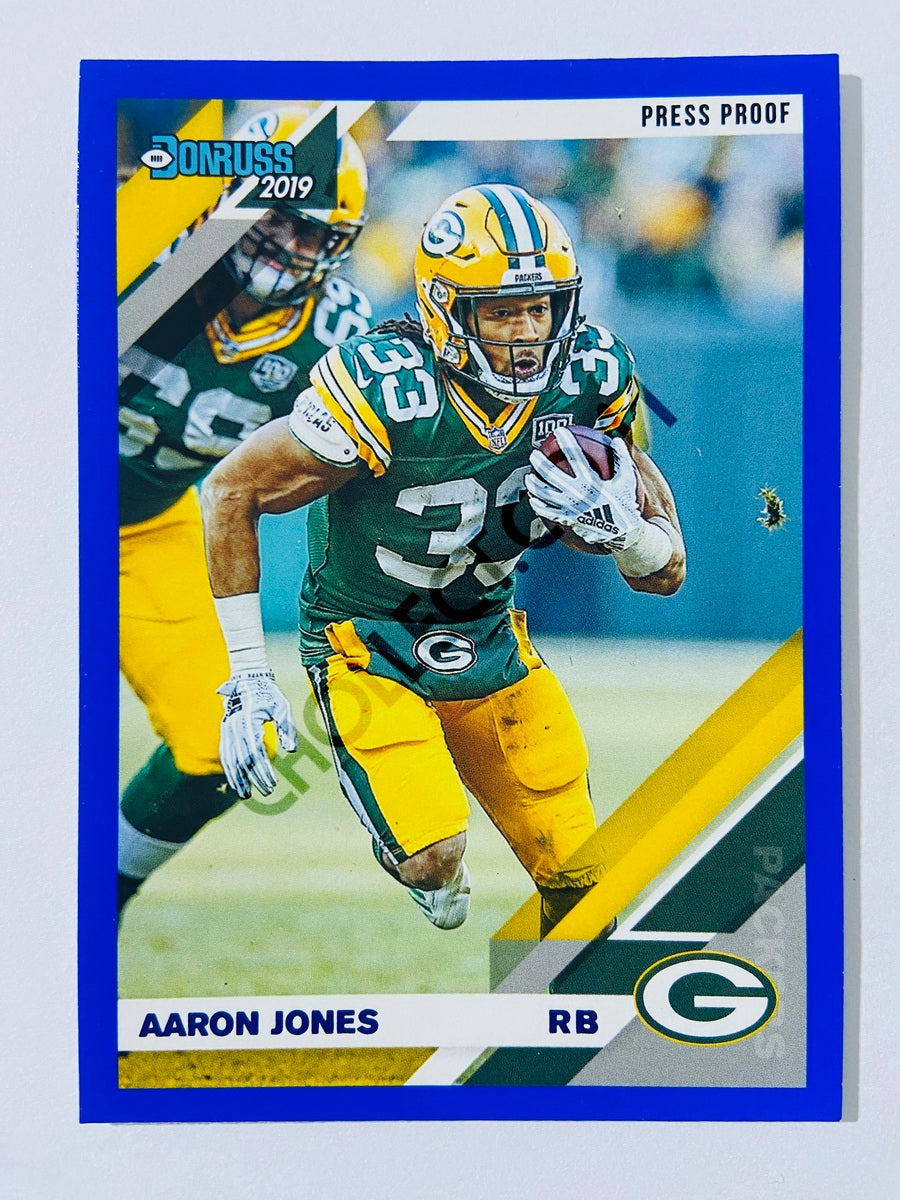 Aaron Jones – Green Bay Packers 2019-20 Panini Donruss Blue Press Proof Parallel #100