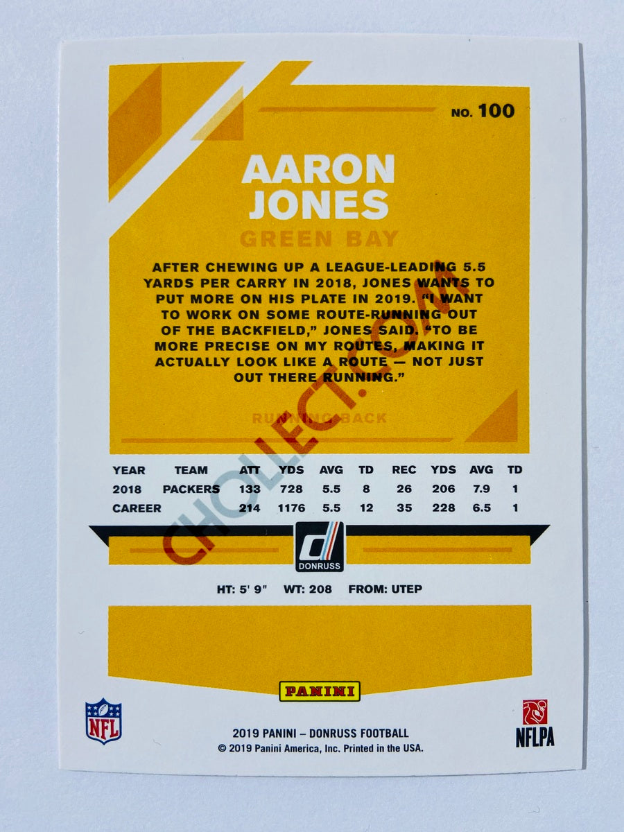 Aaron Jones – Green Bay Packers 2019-20 Panini Donruss Blue Press Proof Parallel #100