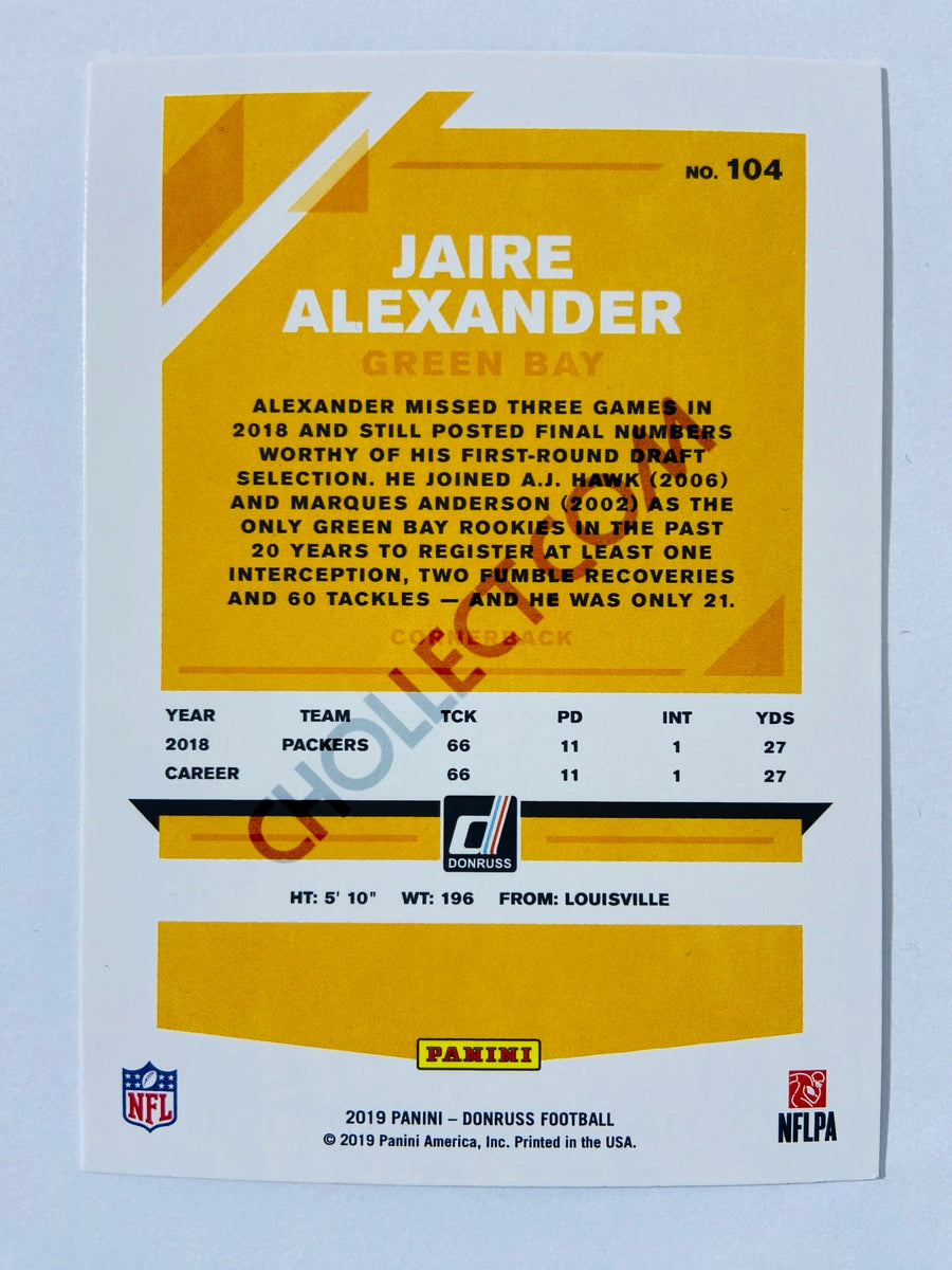 Jaire Alexander – Green Bay Packers 2019-20 Panini Donruss Blue Press Proof Parallel #104