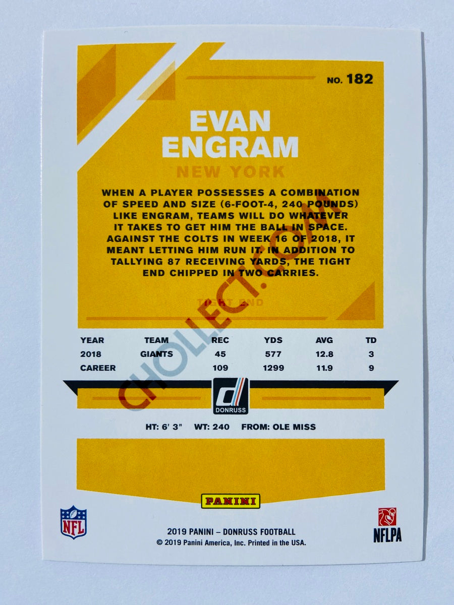Evan Engram – New York Giants 2019-20 Panini Donruss Blue Press Proof Parallel #182