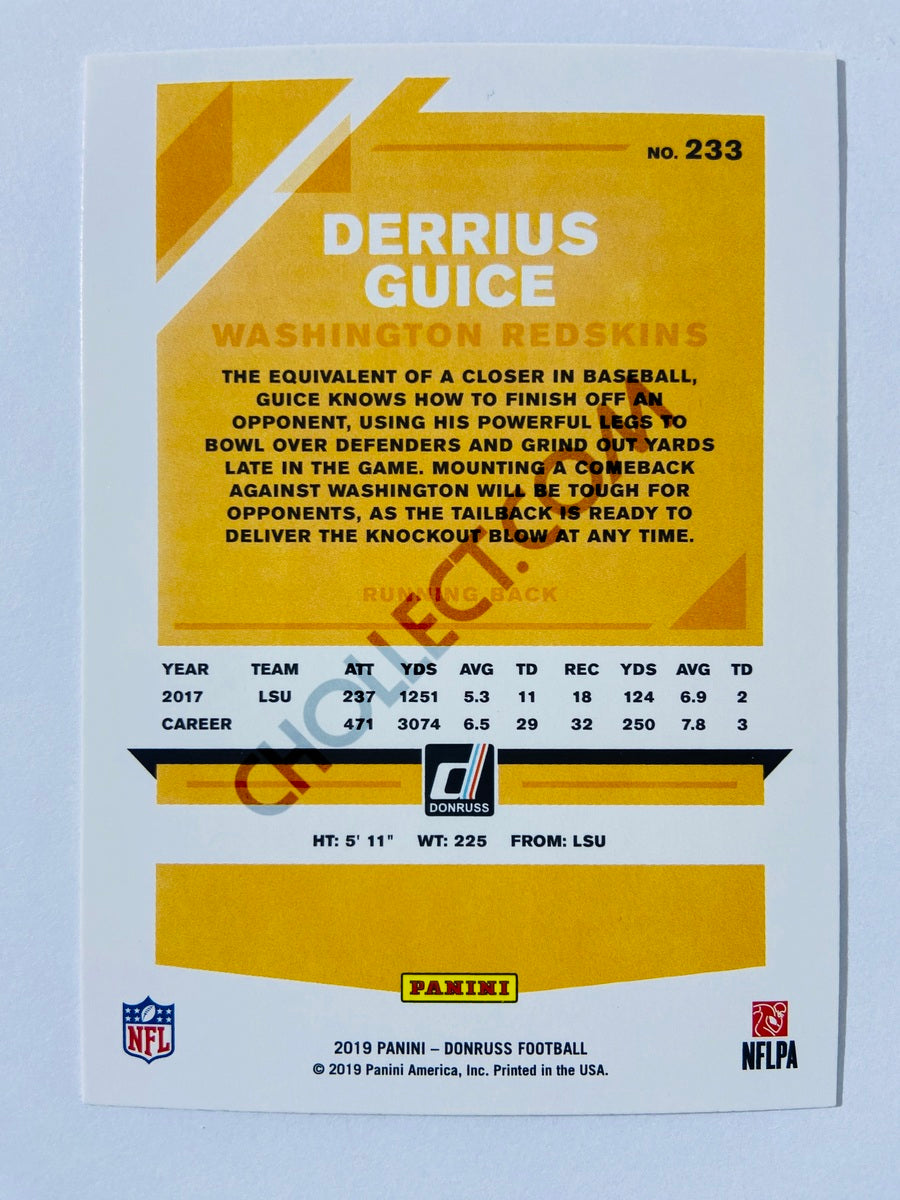 Derrius Guice – Washington Commanders 2019-20 Panini Donruss Blue Press Proof Parallel #233