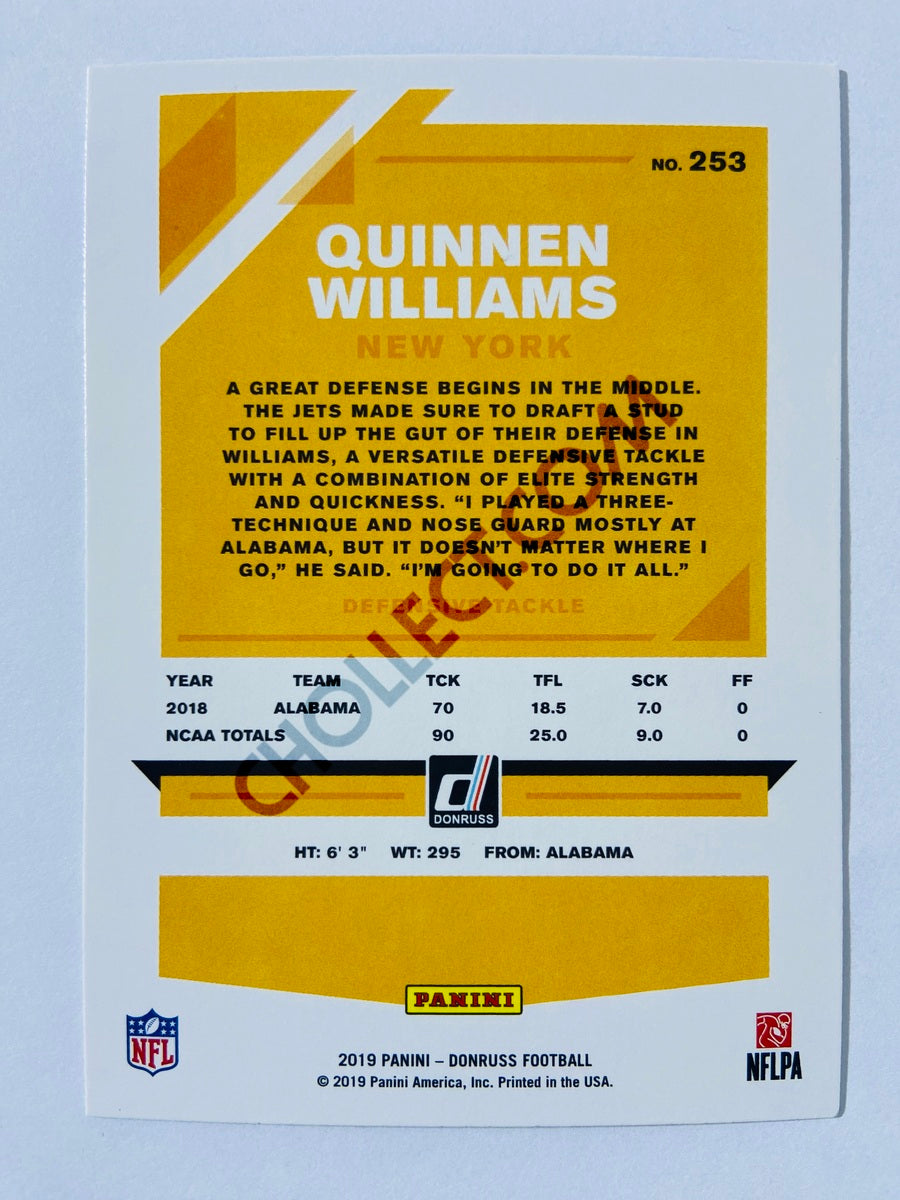 Quinnen Williams – New York Jets 2019-20 Panini Donruss Blue Press Proof Parallel #253