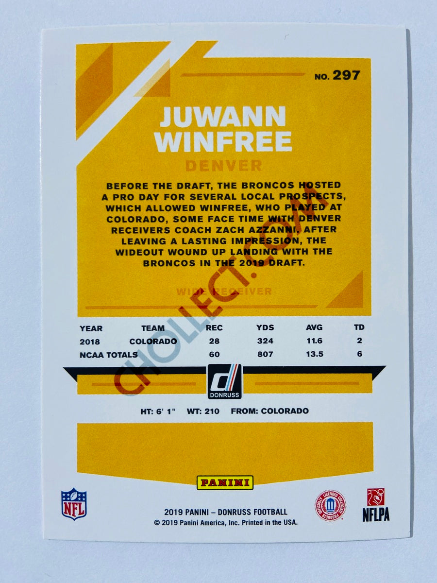 Juwann Winfree – Denver Broncos 2019-20 Panini Donruss Blue Press Proof Parallel #297