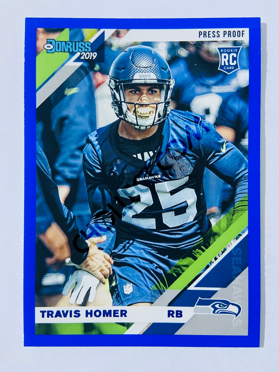 Travis Homer – Seattle Seahawks 2019-20 Panini Donruss Blue Press Proof Parallel RC Rookie #298