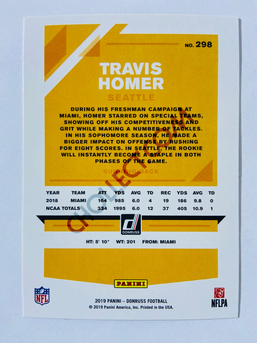 Travis Homer – Seattle Seahawks 2019-20 Panini Donruss Blue Press Proof Parallel RC Rookie #298