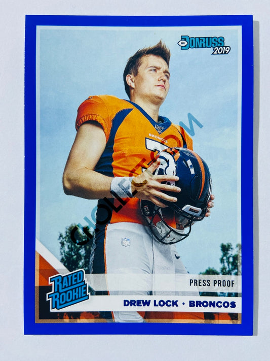 Drew Lock – Denver Broncos 2019-20 Panini Donruss Rated Rookie Blue Press Proof Parallel #303