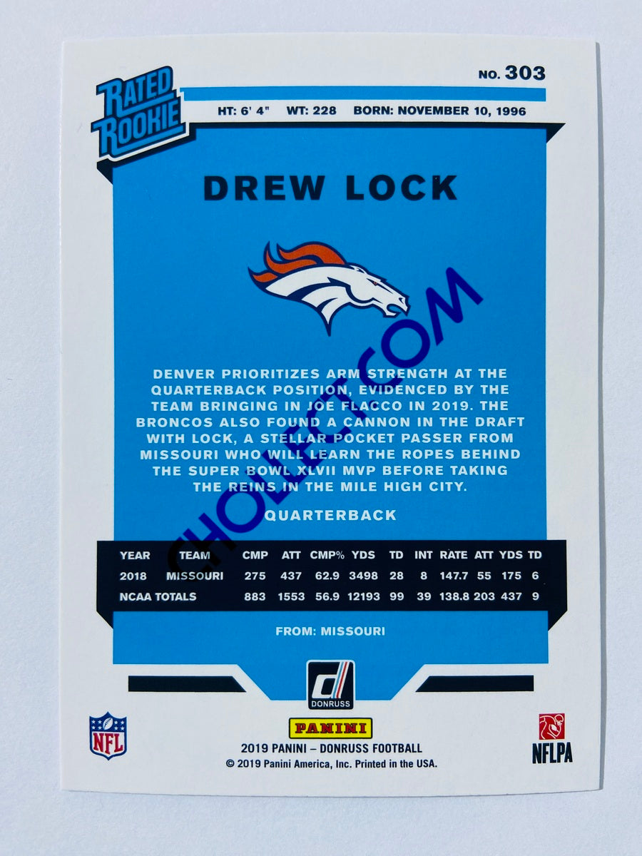 Drew Lock – Denver Broncos 2019-20 Panini Donruss Rated Rookie Blue Press Proof Parallel #303