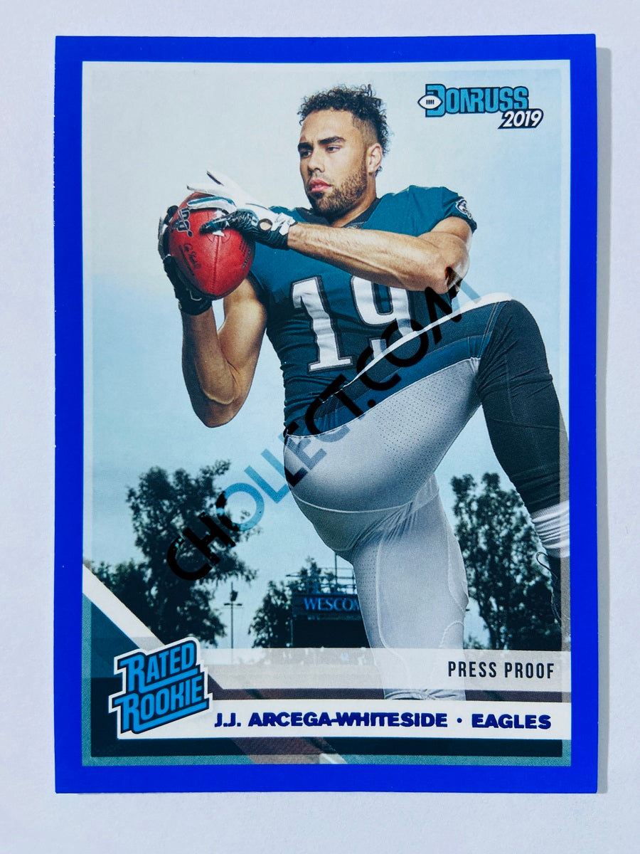 JJ Arcega-Whiteside – Philadelphia Eagles 2019-20 Panini Donruss Rated Rookie Blue Press Proof Parallel #323