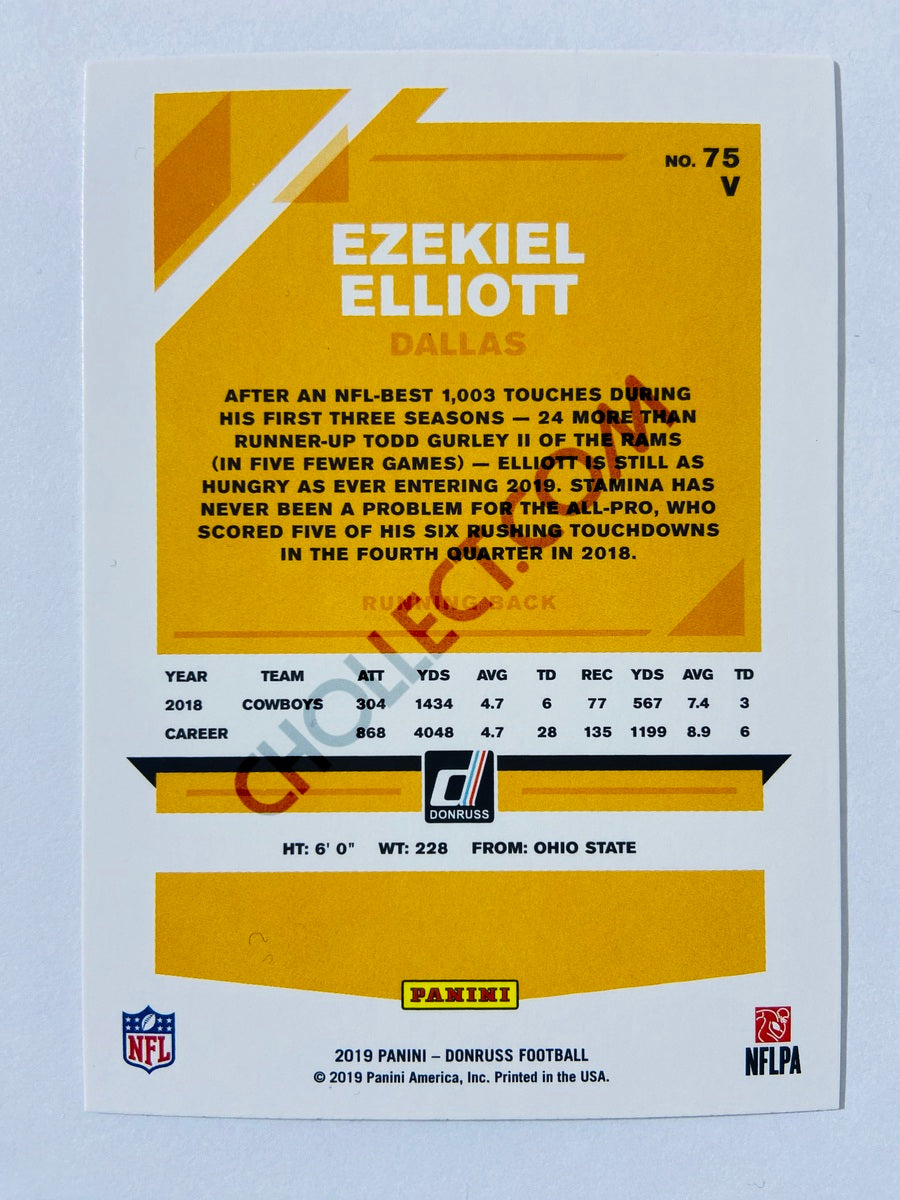 Ezekiel Elliott – Dallas Cowboys 2019-20 Panini Donruss Blue Press Proof Parallel Variation #75