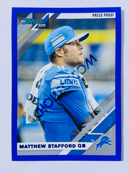 Matthew Stafford – Detroit Lions 2019-20 Panini Donruss Blue Press Proof Parallel Variation #90