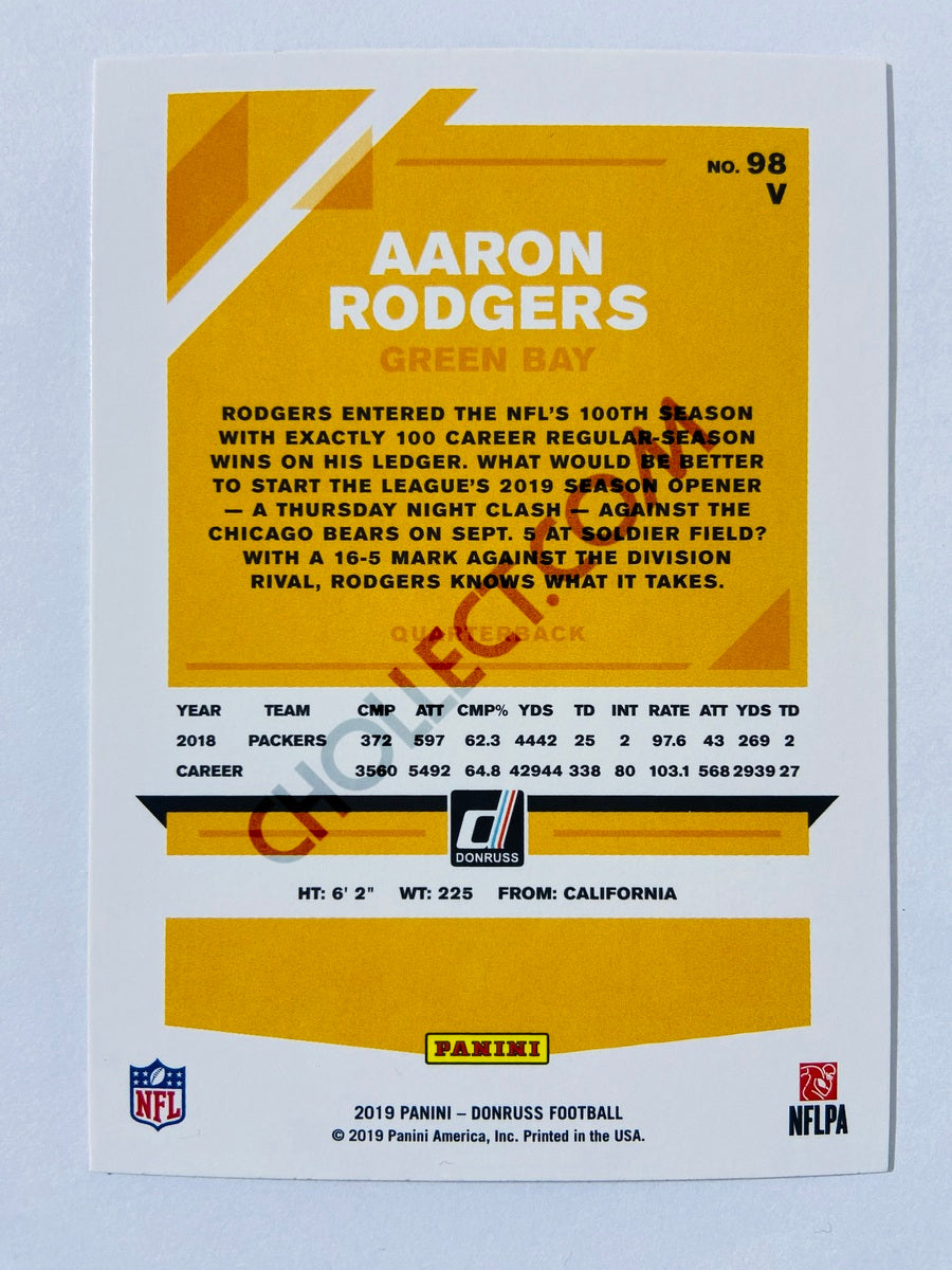 Aaron Rodgers – Green Bay Packers 2019-20 Panini Donruss Blue Press Proof Parallel Variation #98