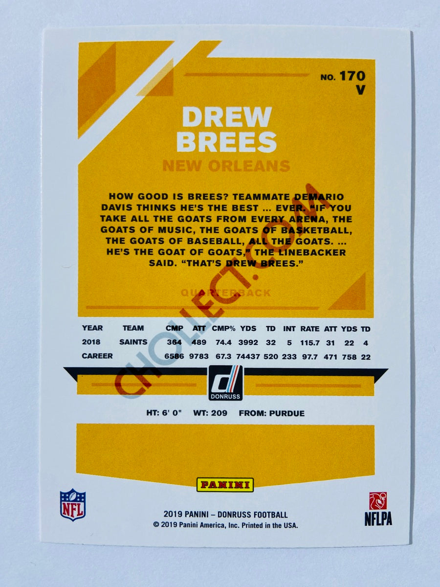 Drew Brees – New Orleans Saints 2019-20 Panini Donruss Blue Press Proof Parallel Variation #170