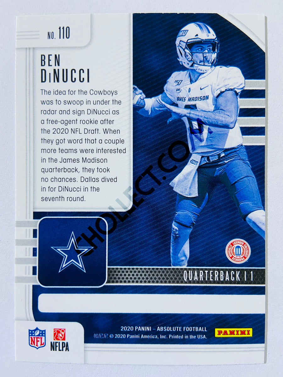 Ben DiNucci - Dallas Cowboys 2020-21 Panini Absolute Football RC Rookie #110