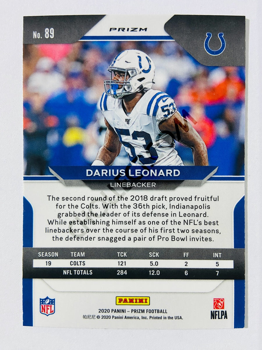 Darius Leonard - Indianapolis Colts 2020 Panini Prizm Green Parallel #89