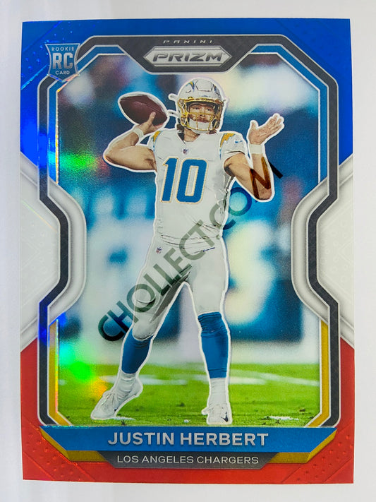 Justin Herbert - Los Angeles Chargers 2020-21 Panini Prizm Football Red/White/Blue Parallel RC Rookie #325