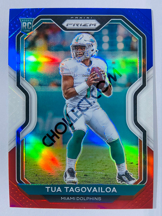 Tua Tagovailoa - Miami Dolphins 2020-21 Panini Prizm Football Red/White/Blue Parallel RC Rookie #339