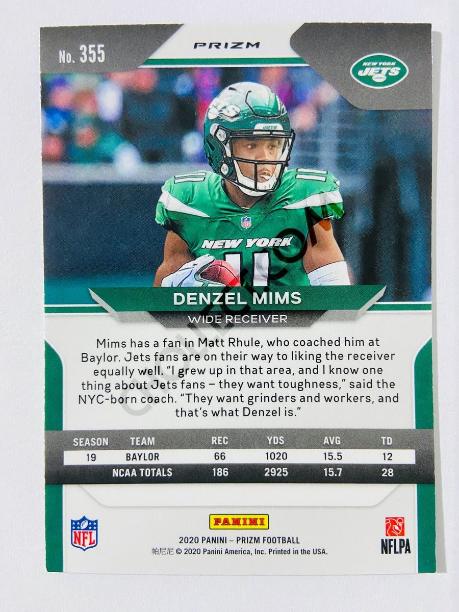 Denzel Mims - New York Jets 2020 Panini Prizm Red/White/Blue Parallel RC Rookie #355