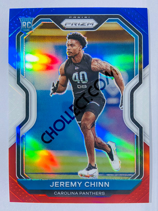 Jeremy Chinn - Carolina Panthers 2020-21 Panini Prizm Football Red/White/Blue Parallel RC Rookie #367