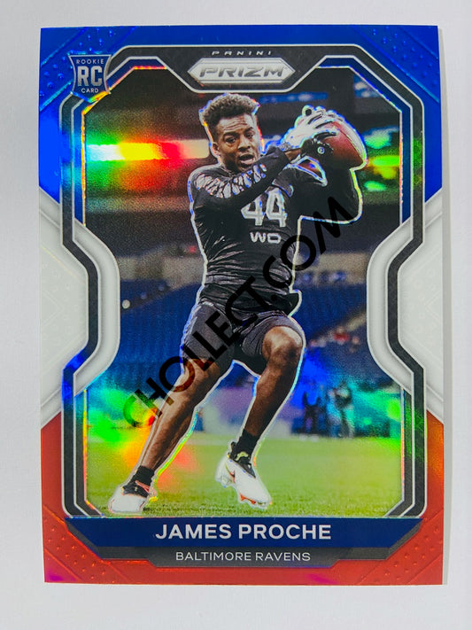 James Proche - Baltimore Ravens 2020 Panini Prizm Red/White/Blue Parallel RC Rookie #382