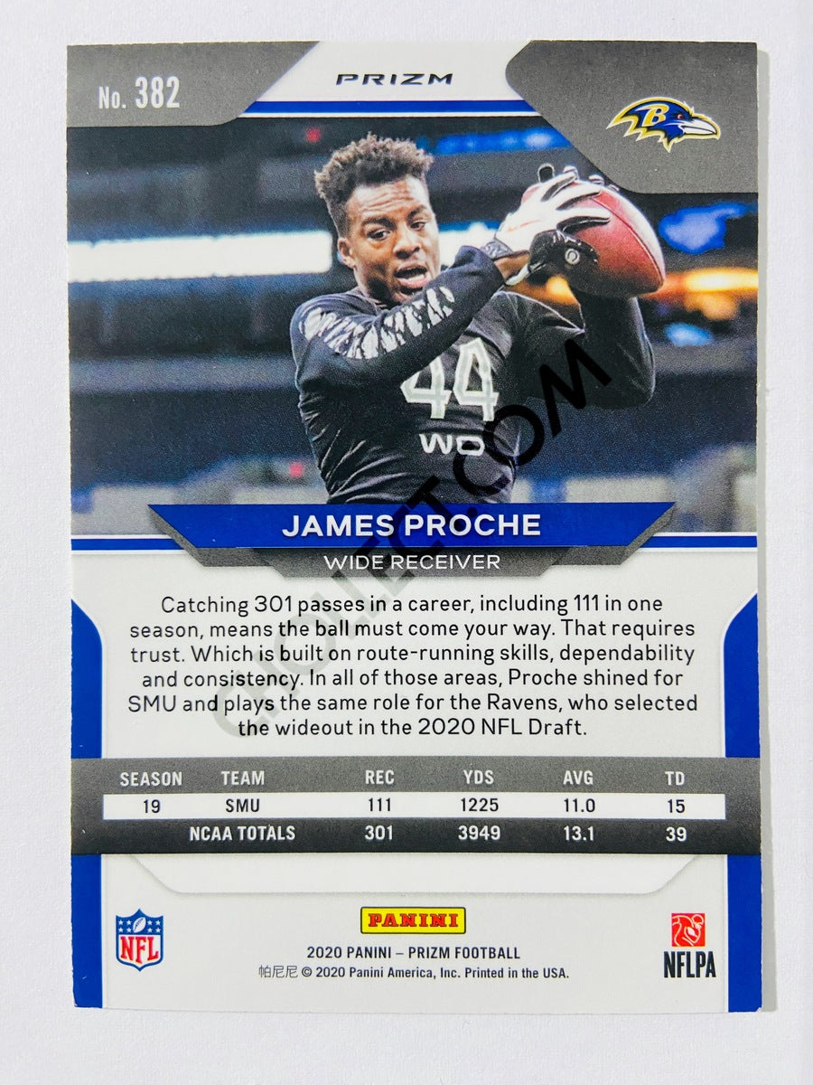 James Proche - Baltimore Ravens 2020 Panini Prizm Red/White/Blue Parallel RC Rookie #382