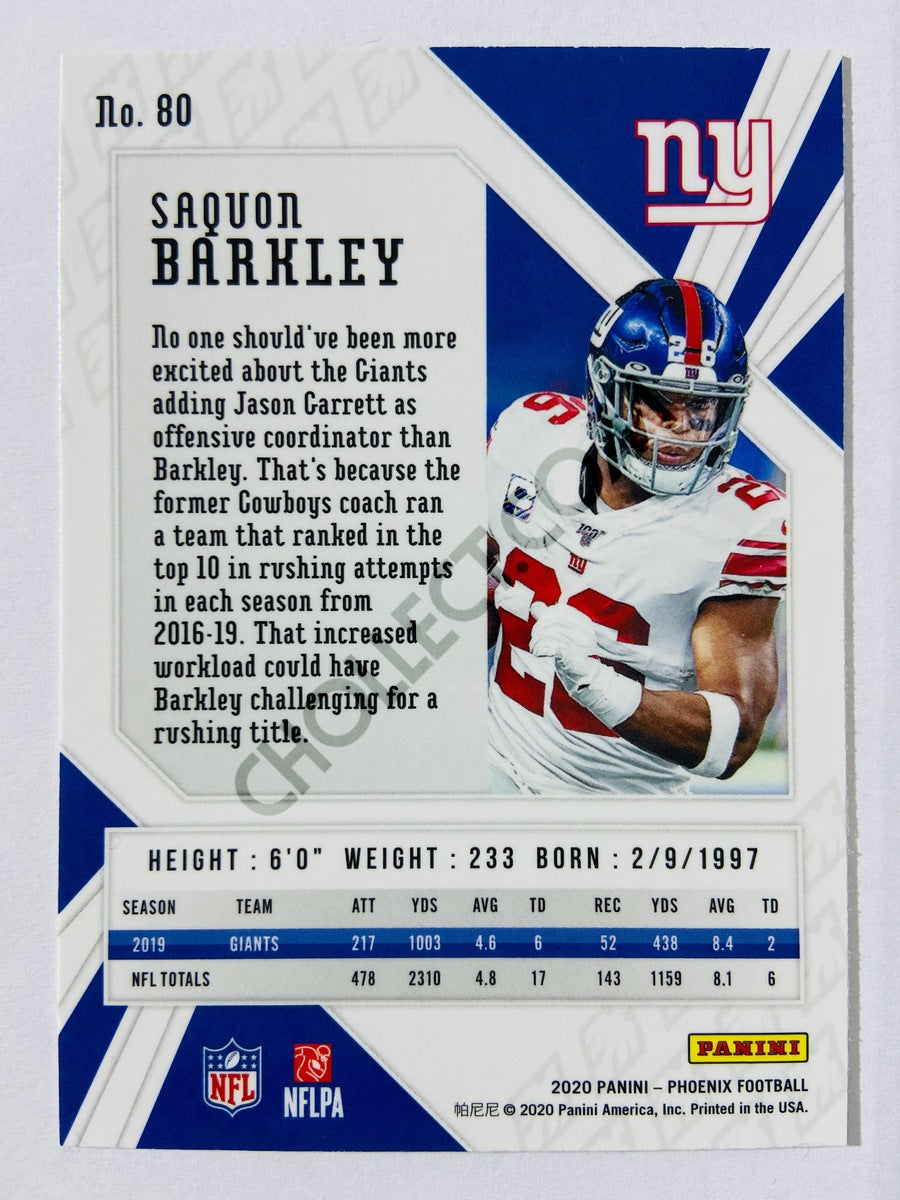 Saquon Barkley – New York Giants 2020 Panini Phoenix Fanatics Fire Burst #80