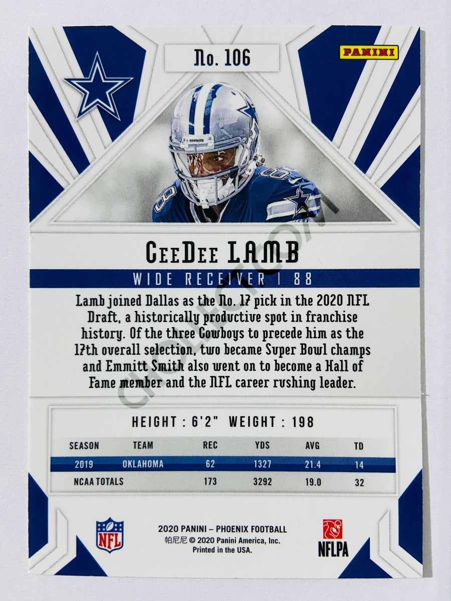 CeeDee Lamb – Dallas Cowboys 2020 Panini Phoenix Fanatics Fire Burst RC Rookie #106