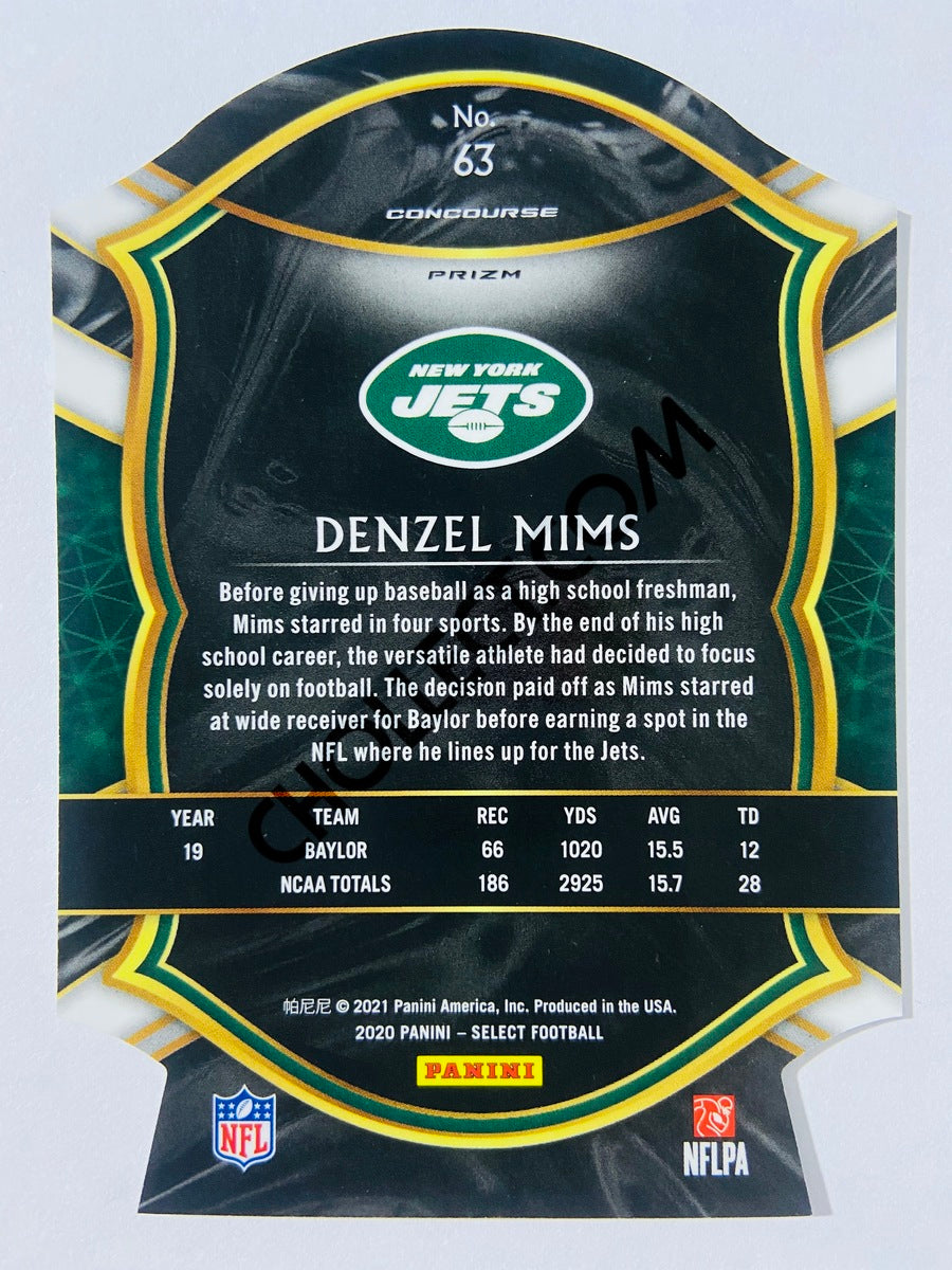 Denzel Mims - New York Jets 2020 Panini Select Concourse Level White Die Cut RC Rookie #63