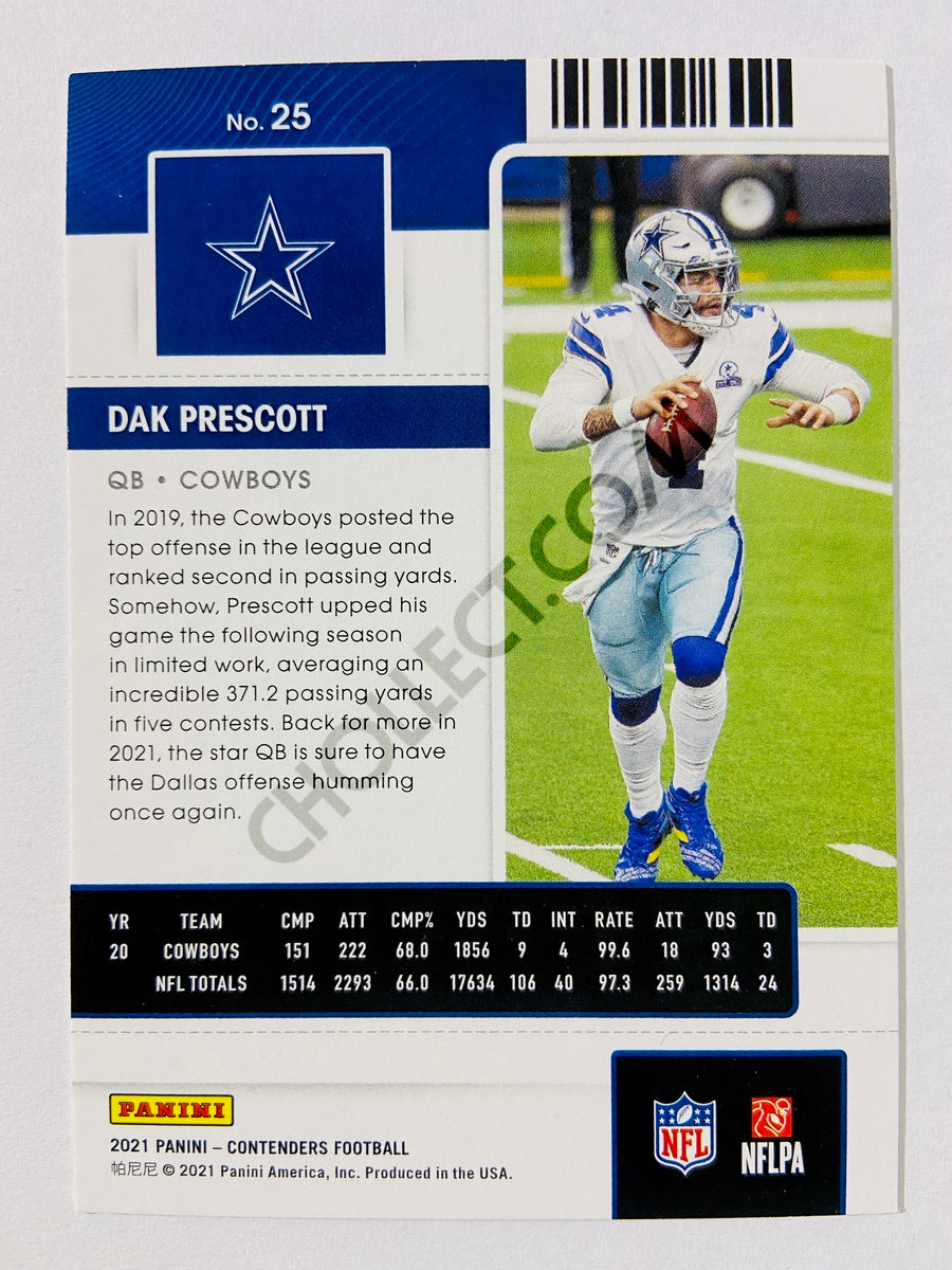 Dak Prescott – Dallas Cowboys 2021 Panini Contenders Season Ticket #25