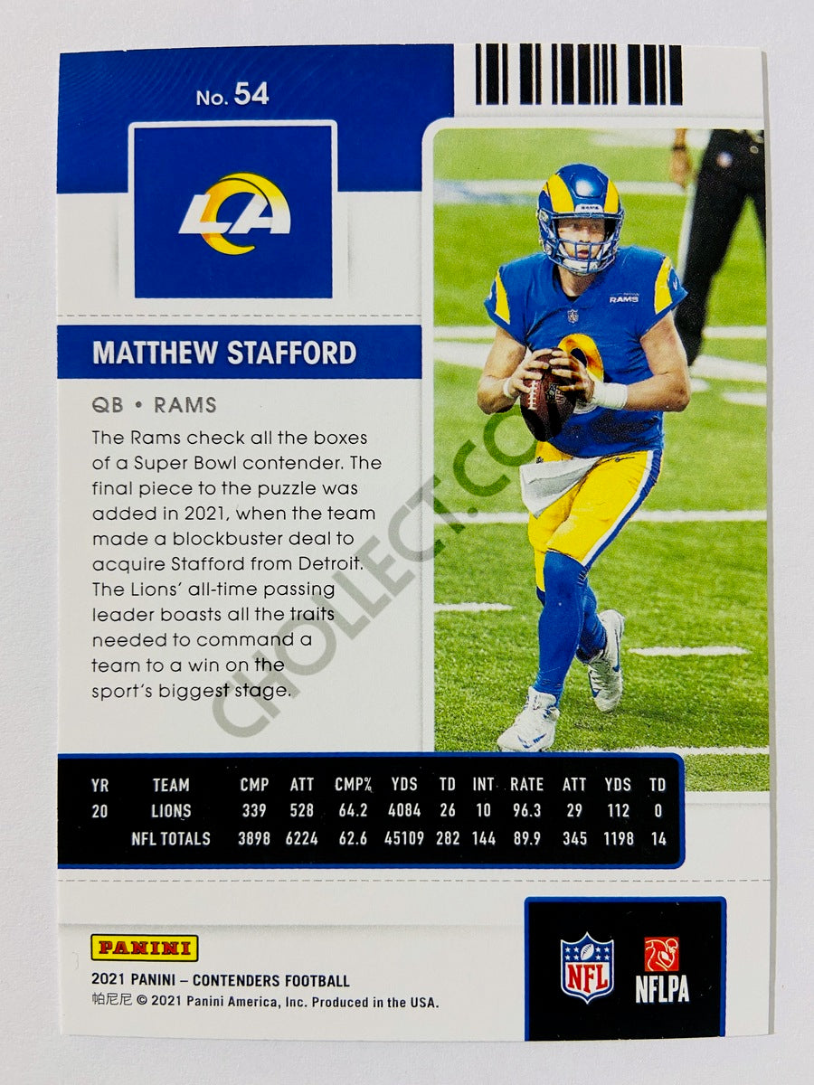 Matthew Stafford - Los Angeles Rams 2021 Panini Contenders Season Ticket #54